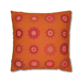 Sunset Orange Mandala Art Pillowcase - Original Fine Art
