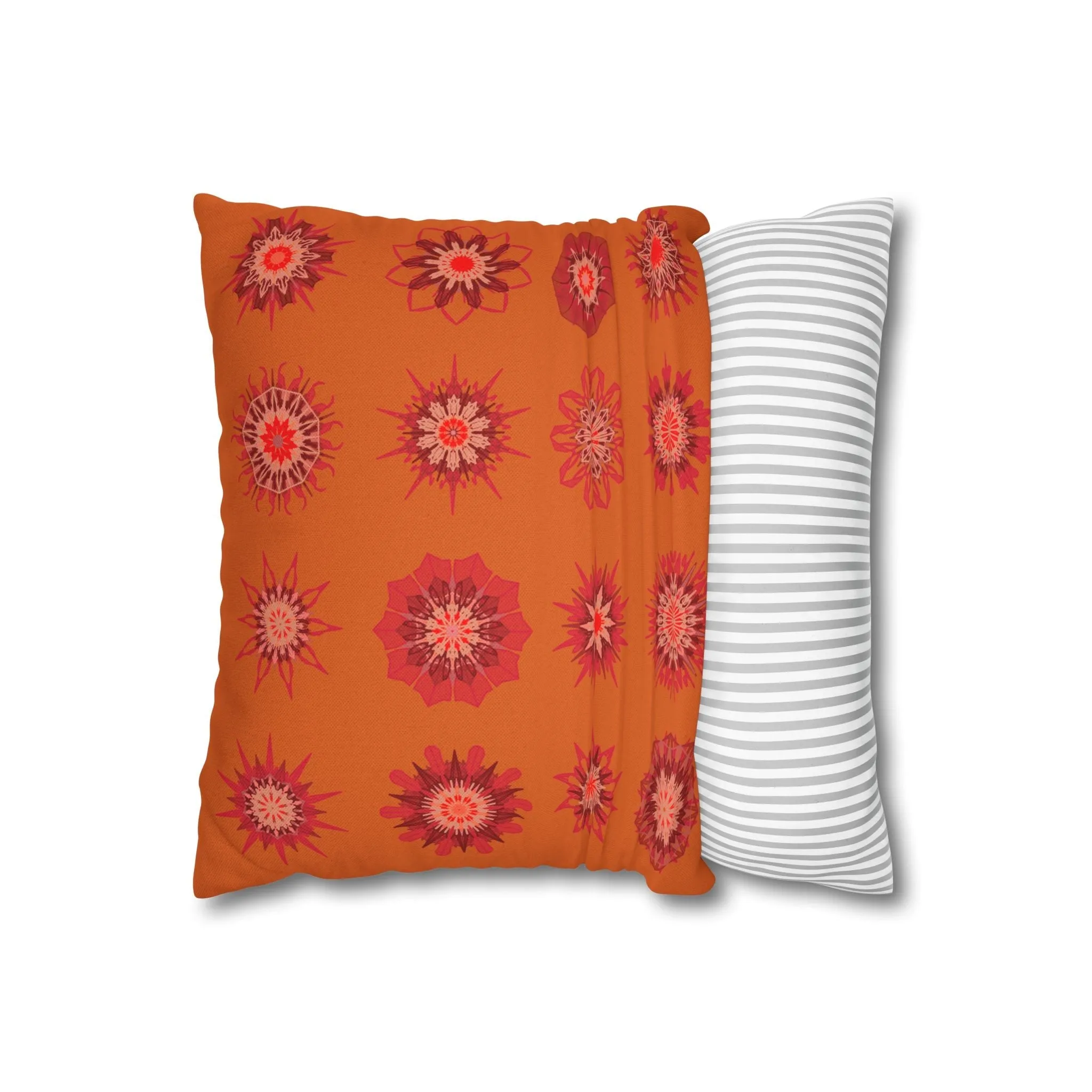 Sunset Orange Mandala Art Pillowcase - Original Fine Art