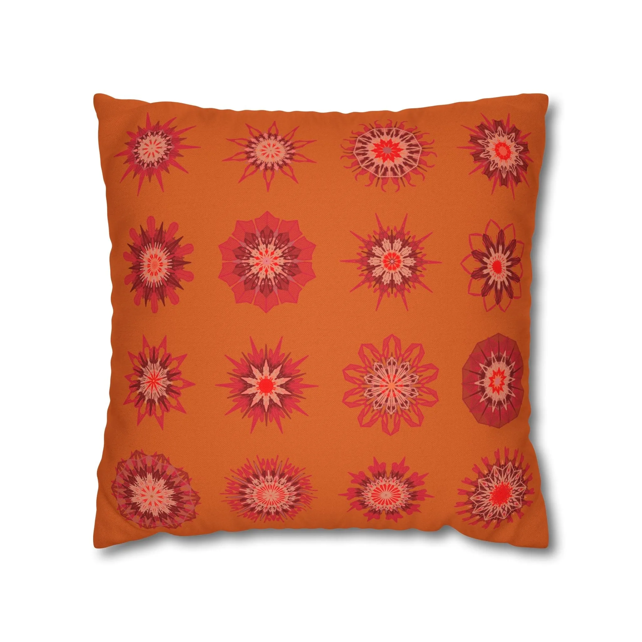 Sunset Orange Mandala Art Pillowcase - Original Fine Art