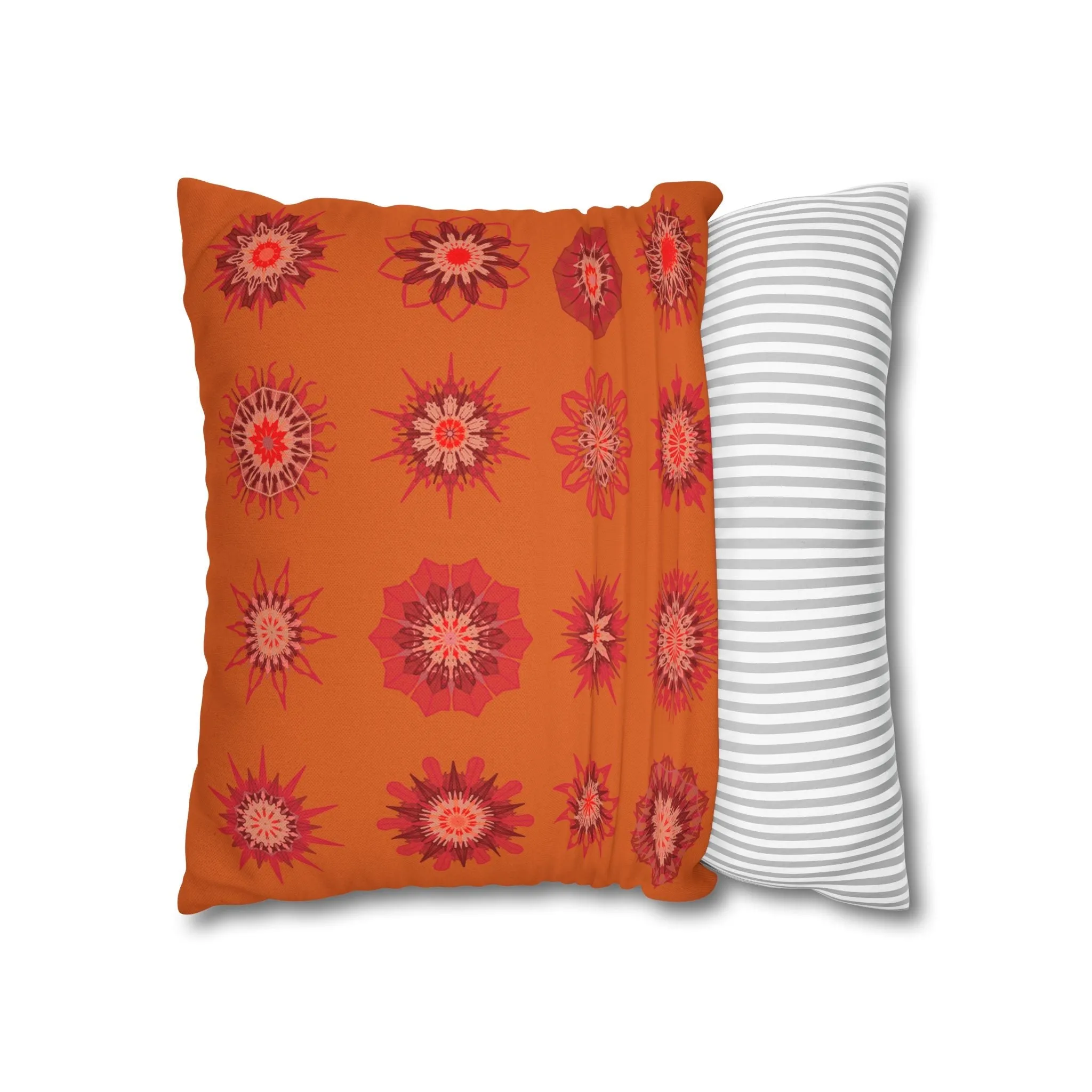 Sunset Orange Mandala Art Pillowcase - Original Fine Art
