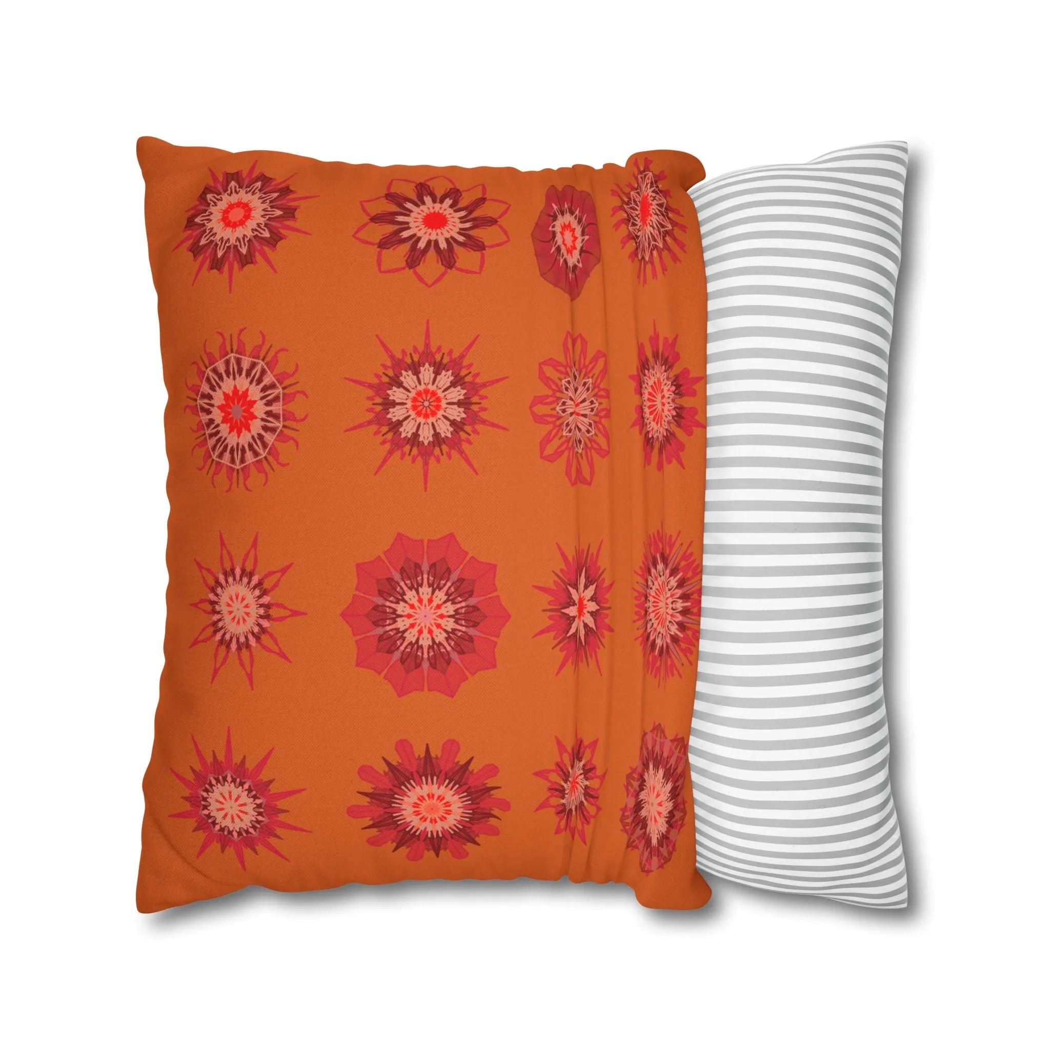 Sunset Orange Mandala Art Pillowcase - Original Fine Art
