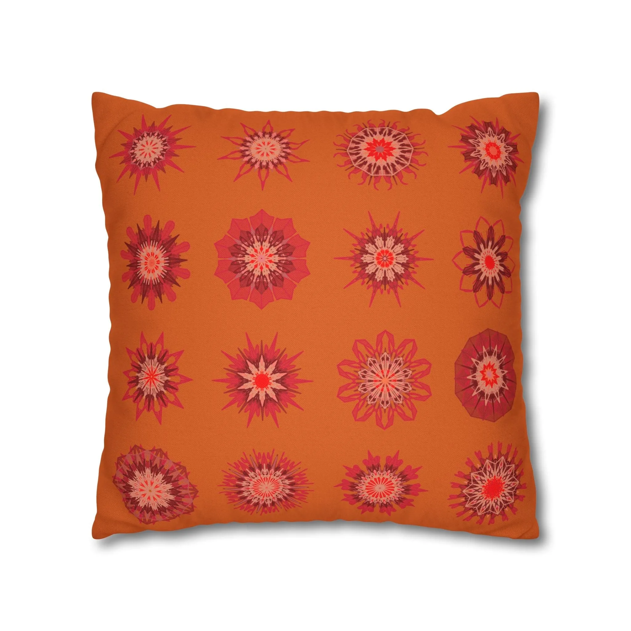 Sunset Orange Mandala Art Pillowcase - Original Fine Art