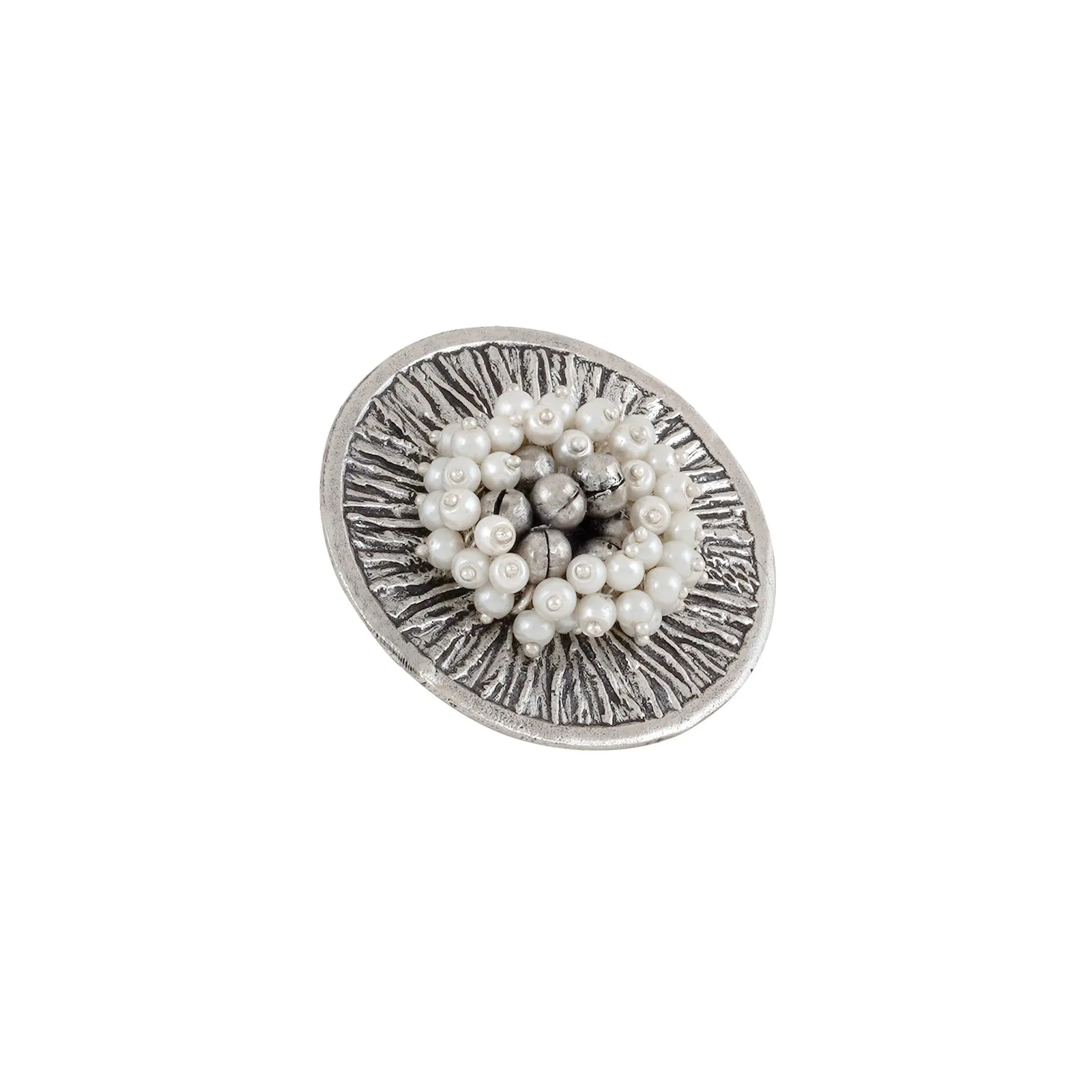 Teejh Aaratrika Pearl Silver Oxidized Ring
