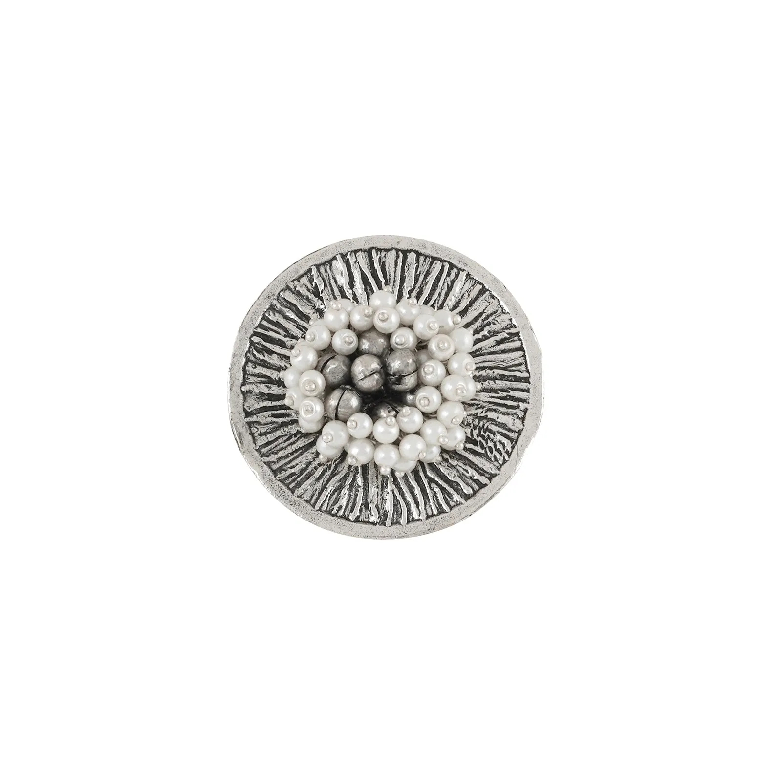Teejh Aaratrika Pearl Silver Oxidized Ring