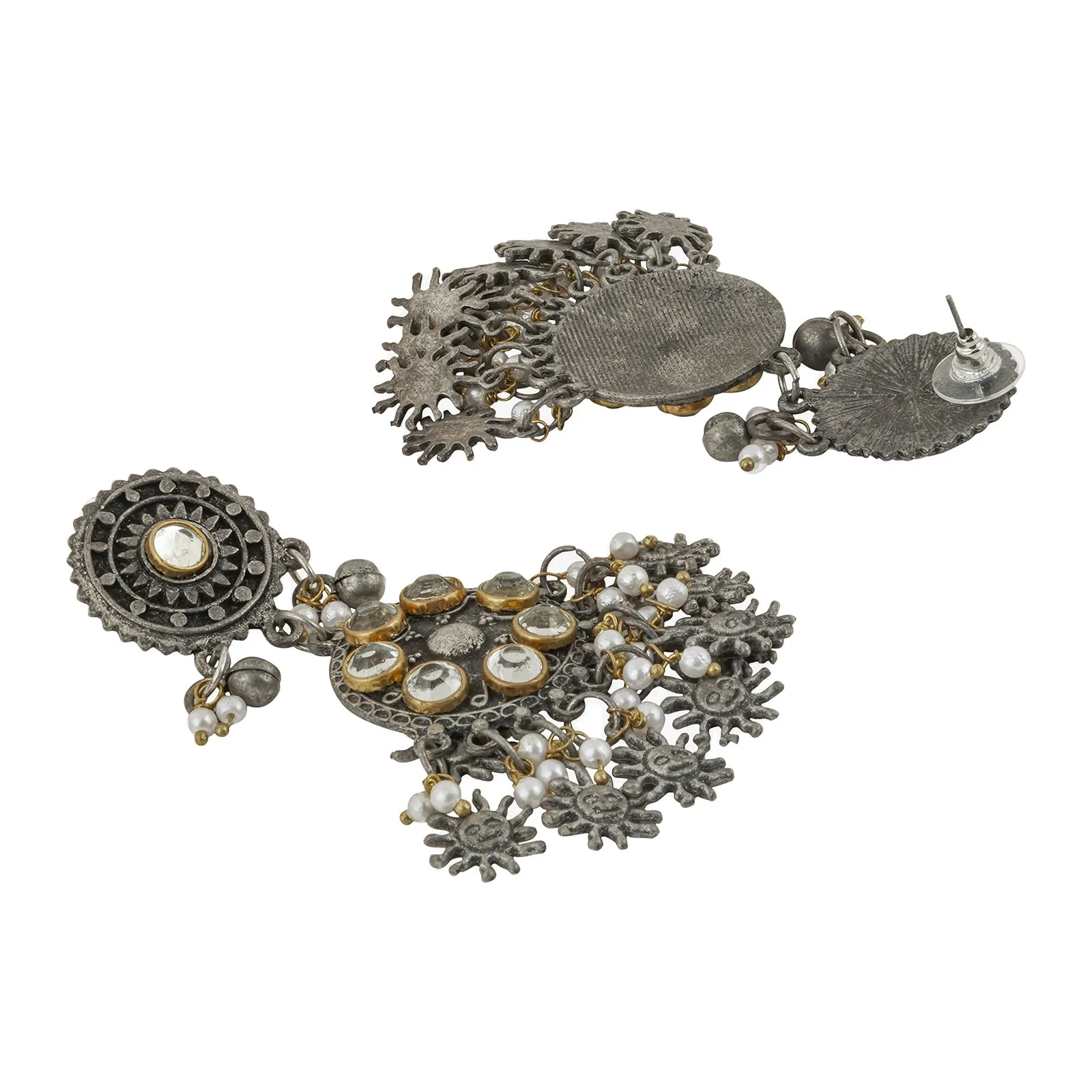 Teejh Abhilaa Gold and Silver Oxidised Earring