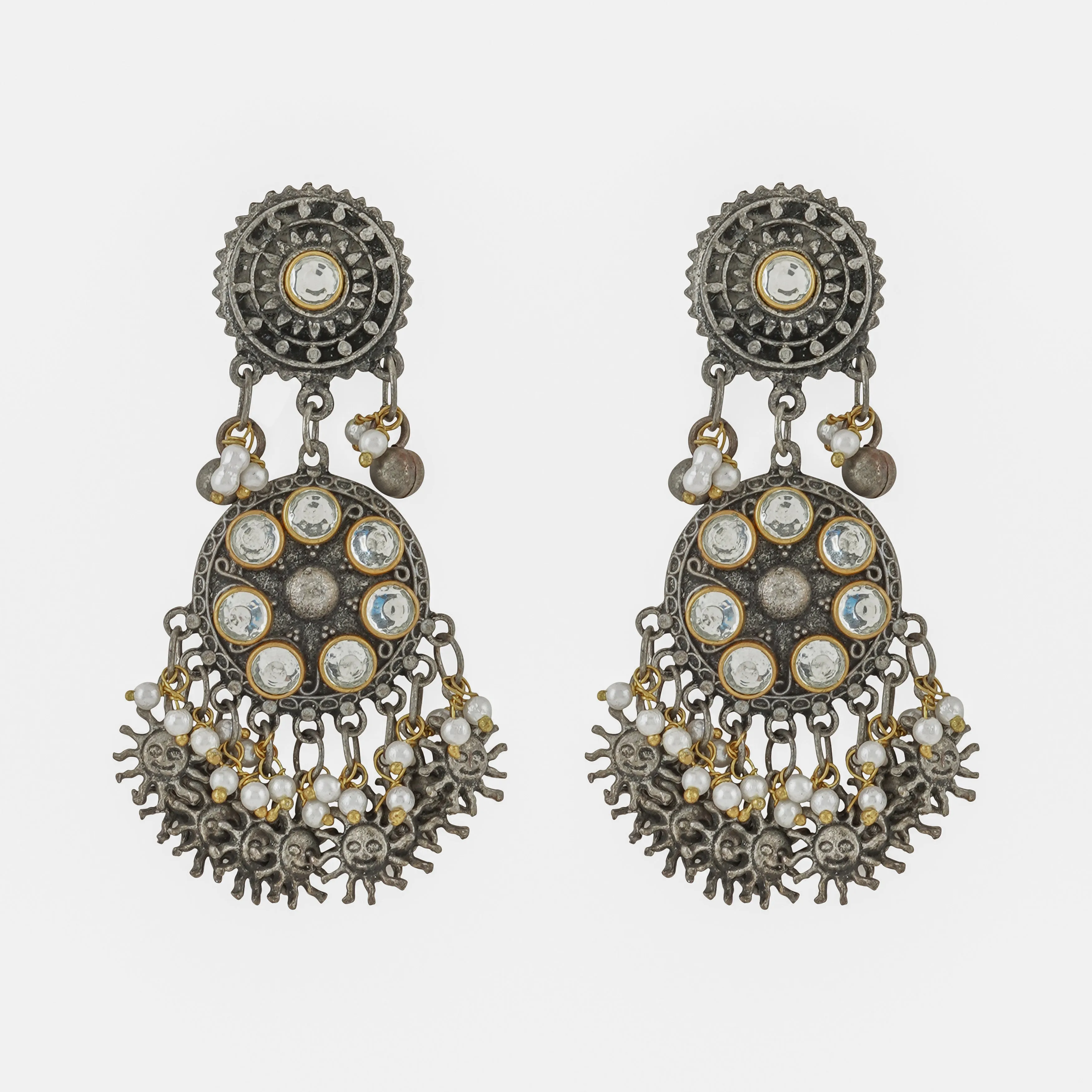 Teejh Abhilaa Gold and Silver Oxidised Earring