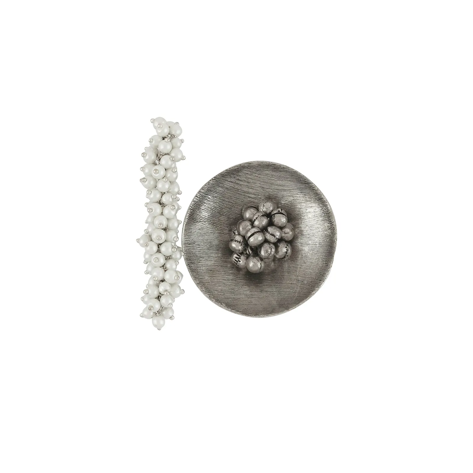 Teejh Aklima Pearl and Silver Oxidised Ring