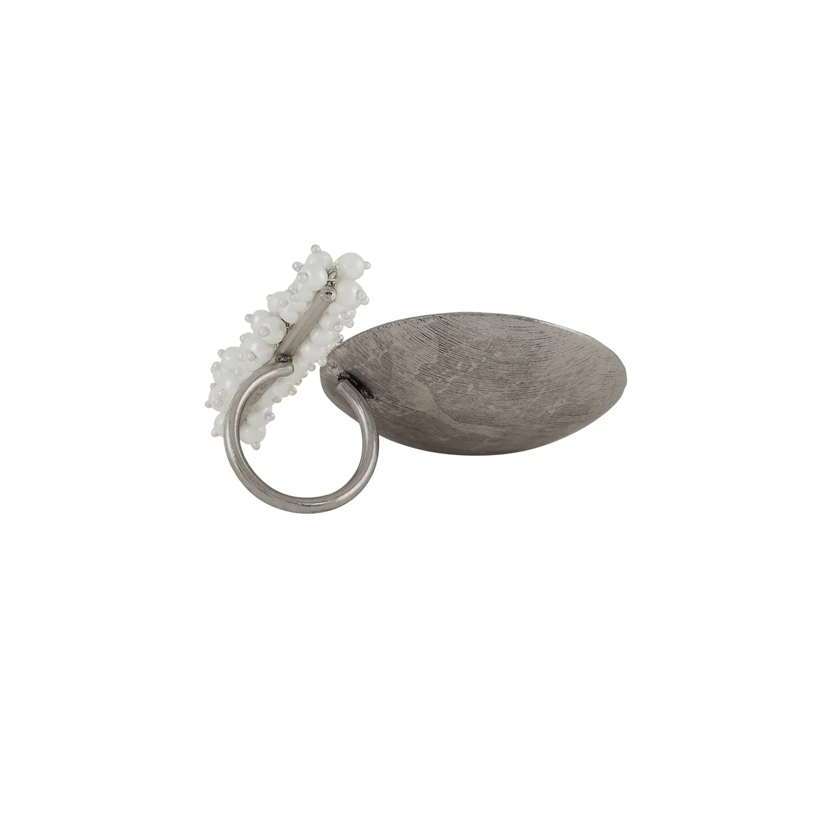 Teejh Aklima Pearl and Silver Oxidised Ring