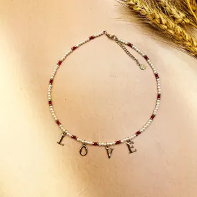 TFC Love Letters Pearl Gold Plated Customizable Necklace