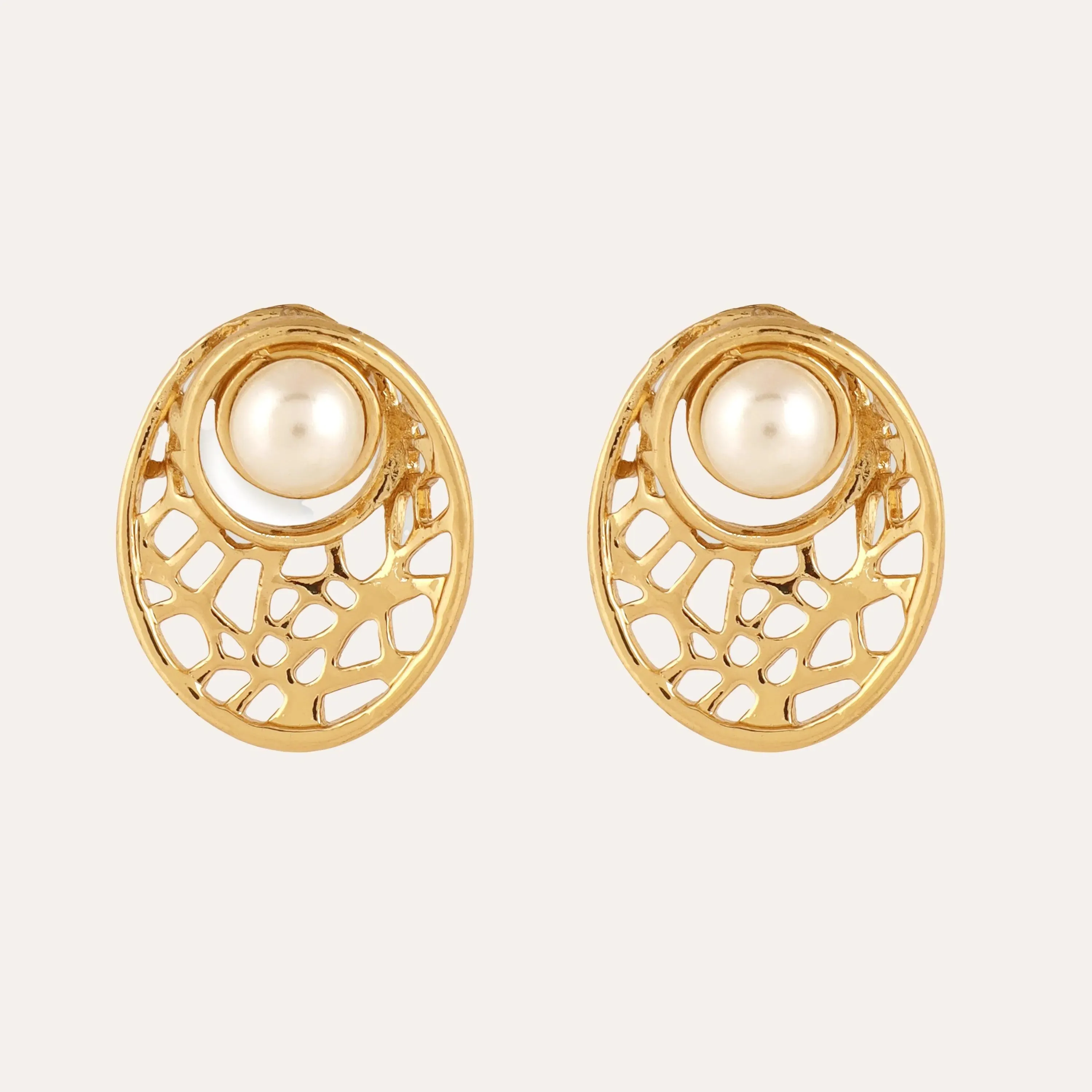 TFC Pearl Fantasia Gold Plated Stud Earrings