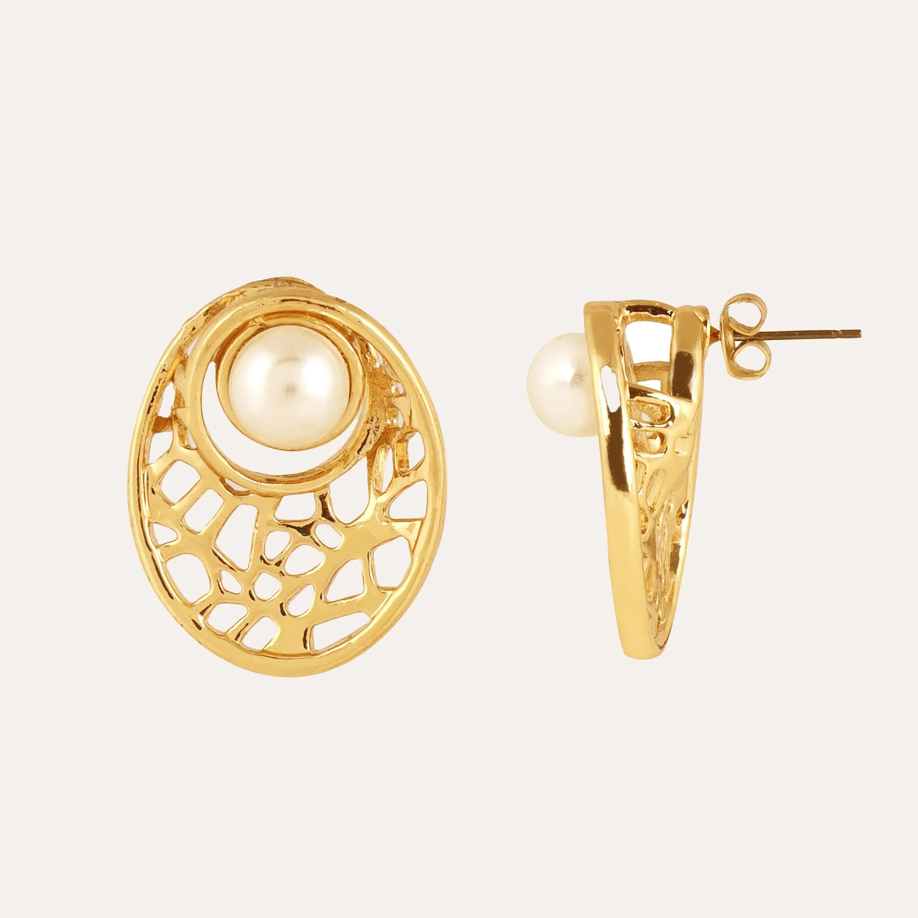 TFC Pearl Fantasia Gold Plated Stud Earrings