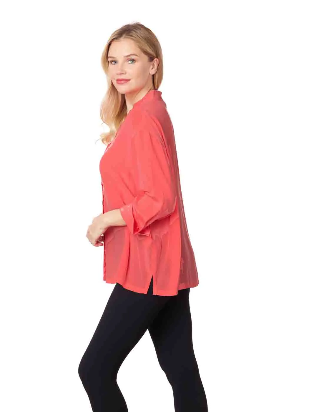 Tianello  100% "Washable Silk"  Oversized "Taipei" Blouse - Velvet Pink