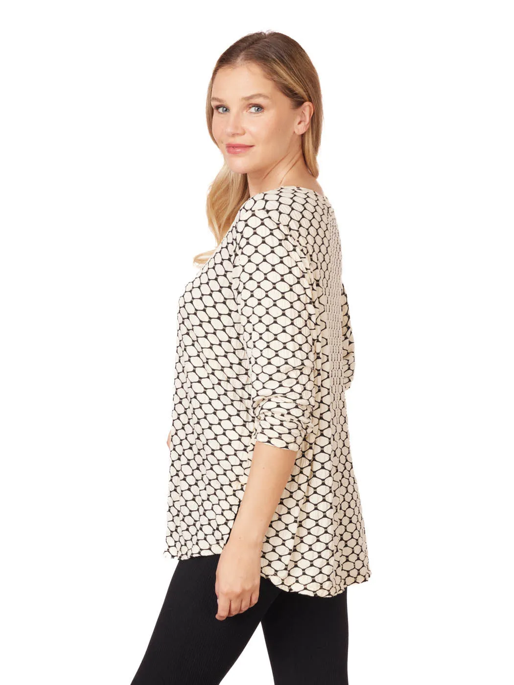 Tianello Honeycomb Knit Jersey "Martha" Blouse-(Oversized Fit)-size XS,S