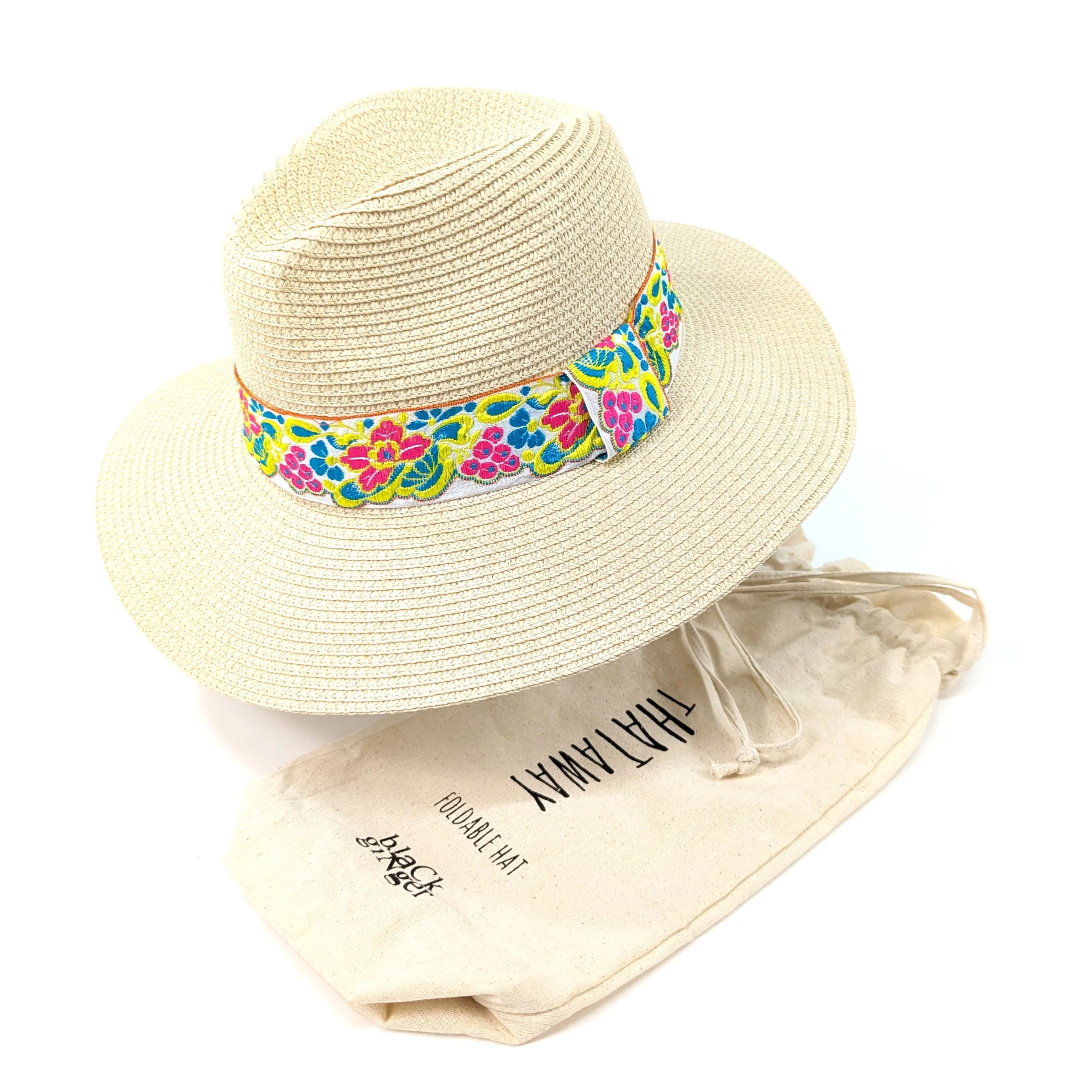 Vibrant Flower Foldable Panama Hat (57cm)