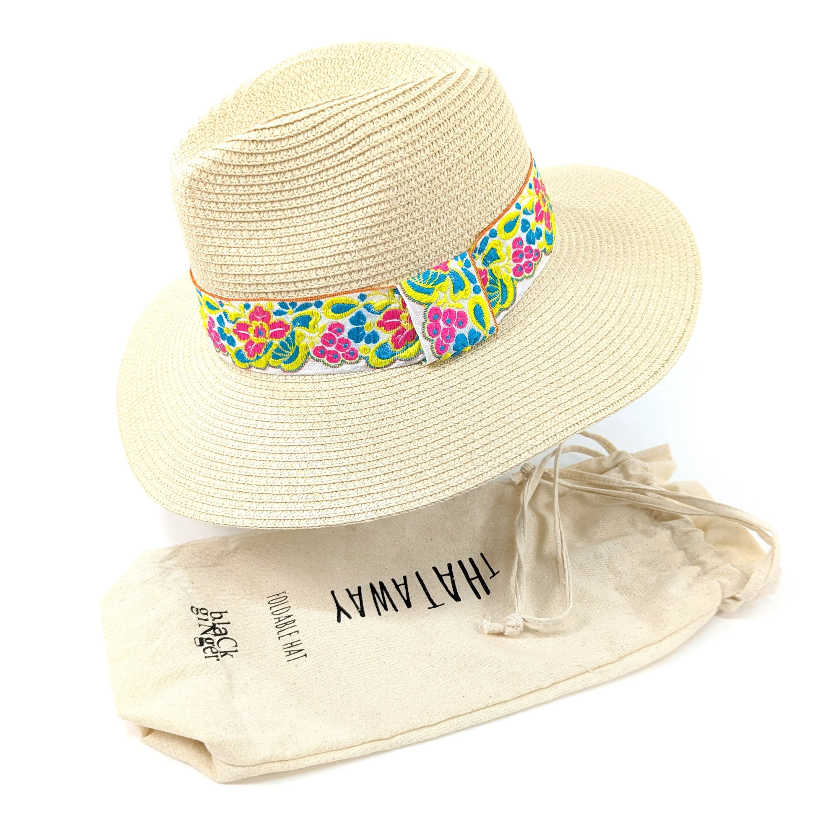 Vibrant Flower Foldable Panama Hat (57cm)