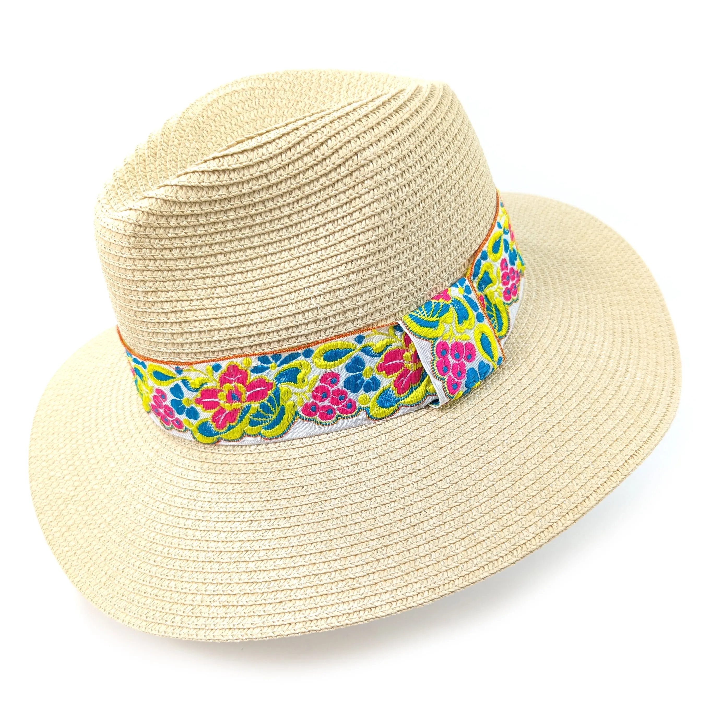 Vibrant Flower Foldable Panama Hat (57cm)