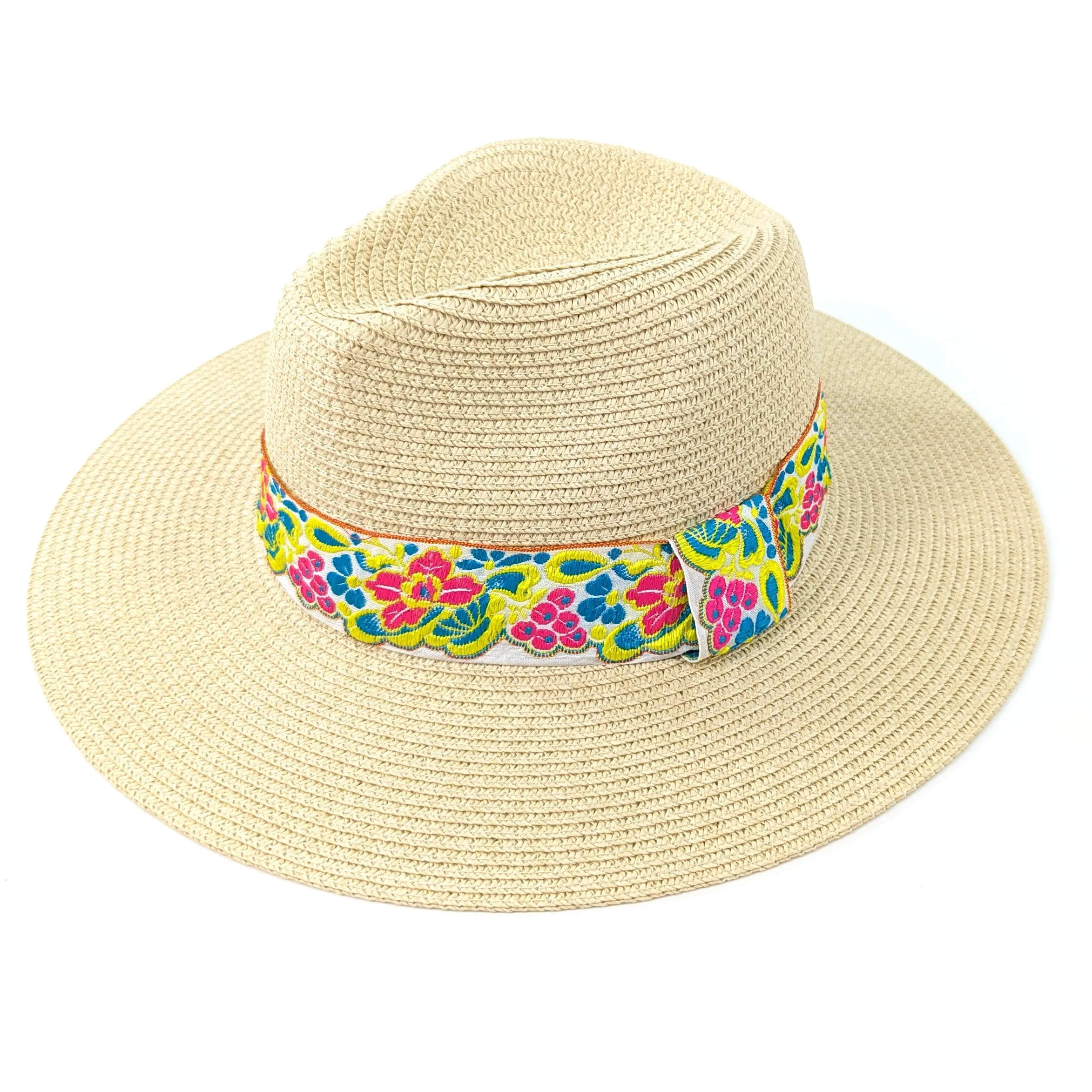 Vibrant Flower Foldable Panama Hat (57cm)