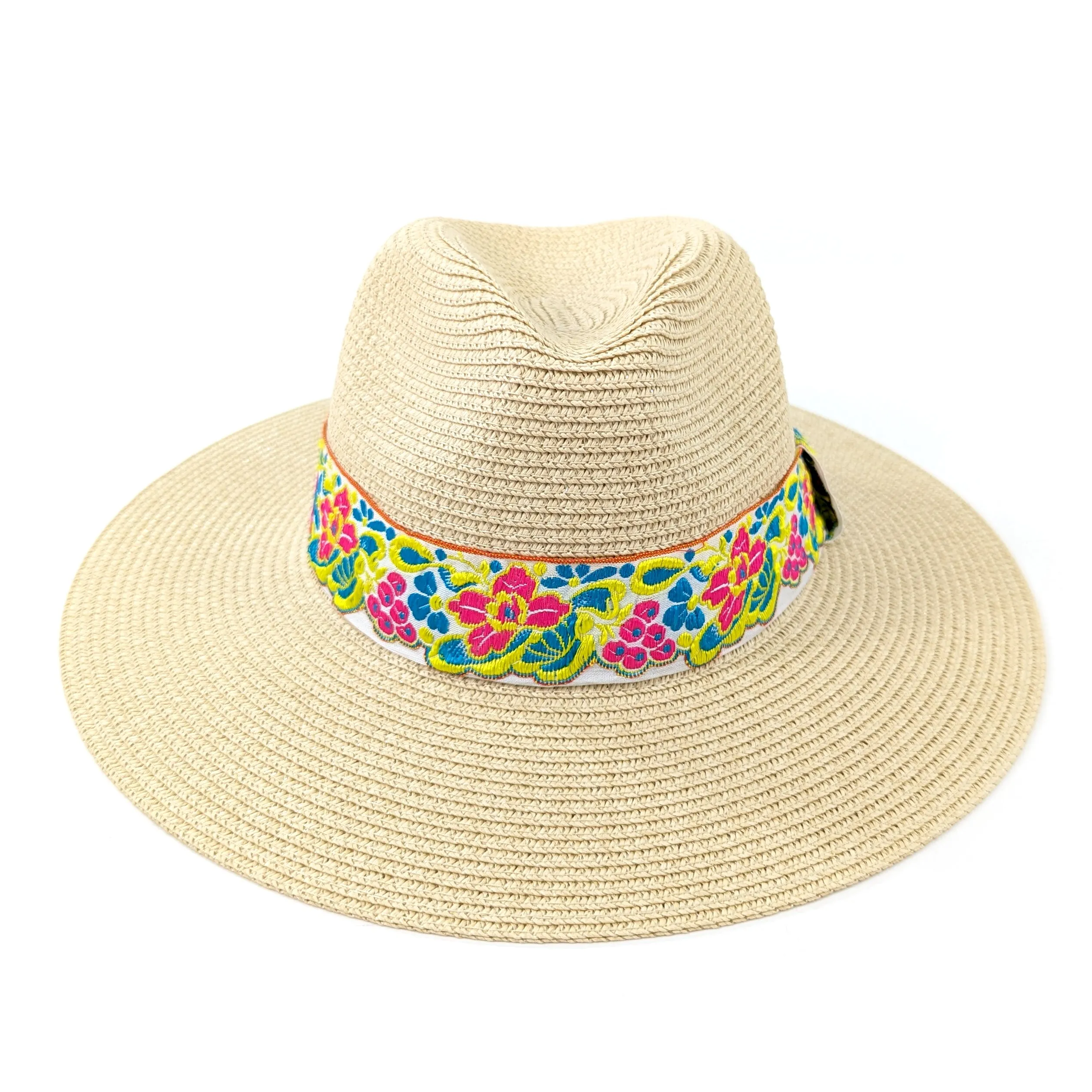 Vibrant Flower Foldable Panama Hat (57cm)