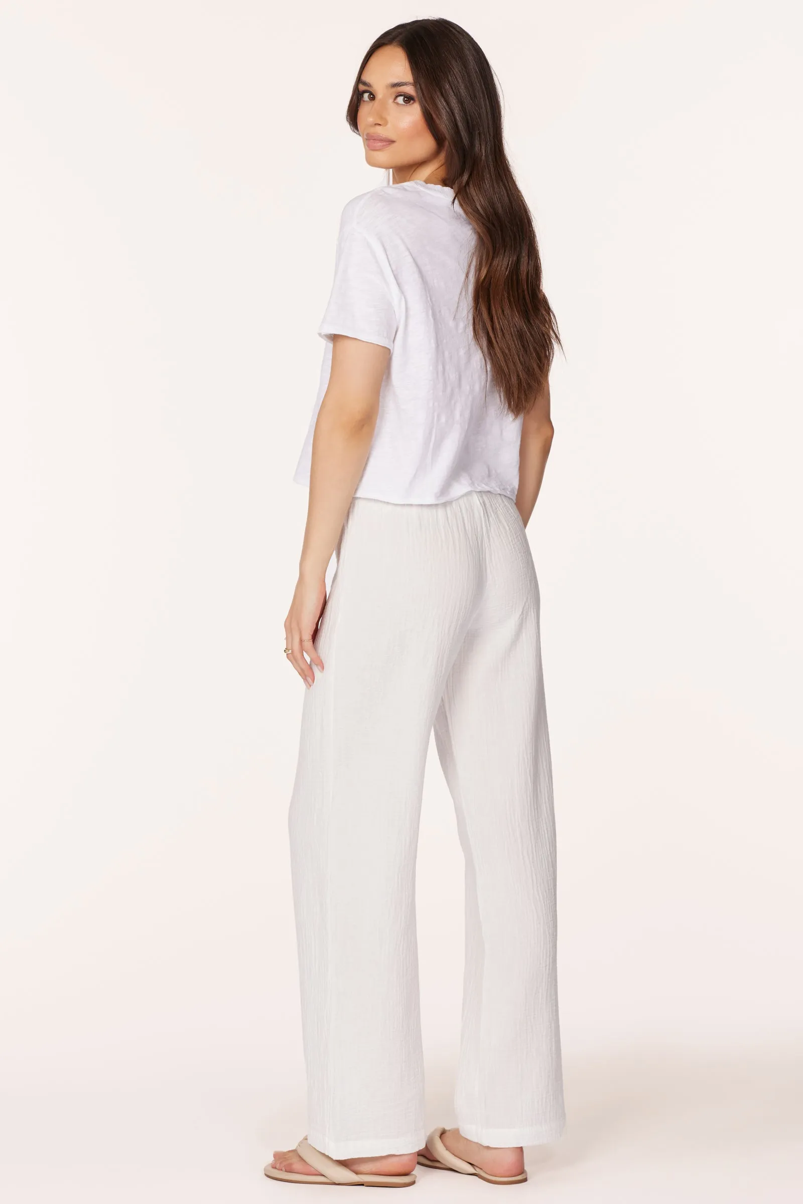 WIDE LEG SMOCKED WAIST PANT